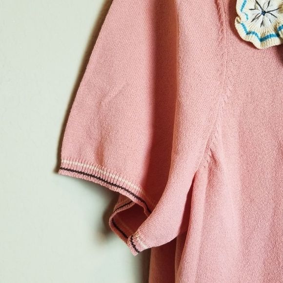 Anne Klein Tshirt with Floral Applique - Picture 3 of 6
